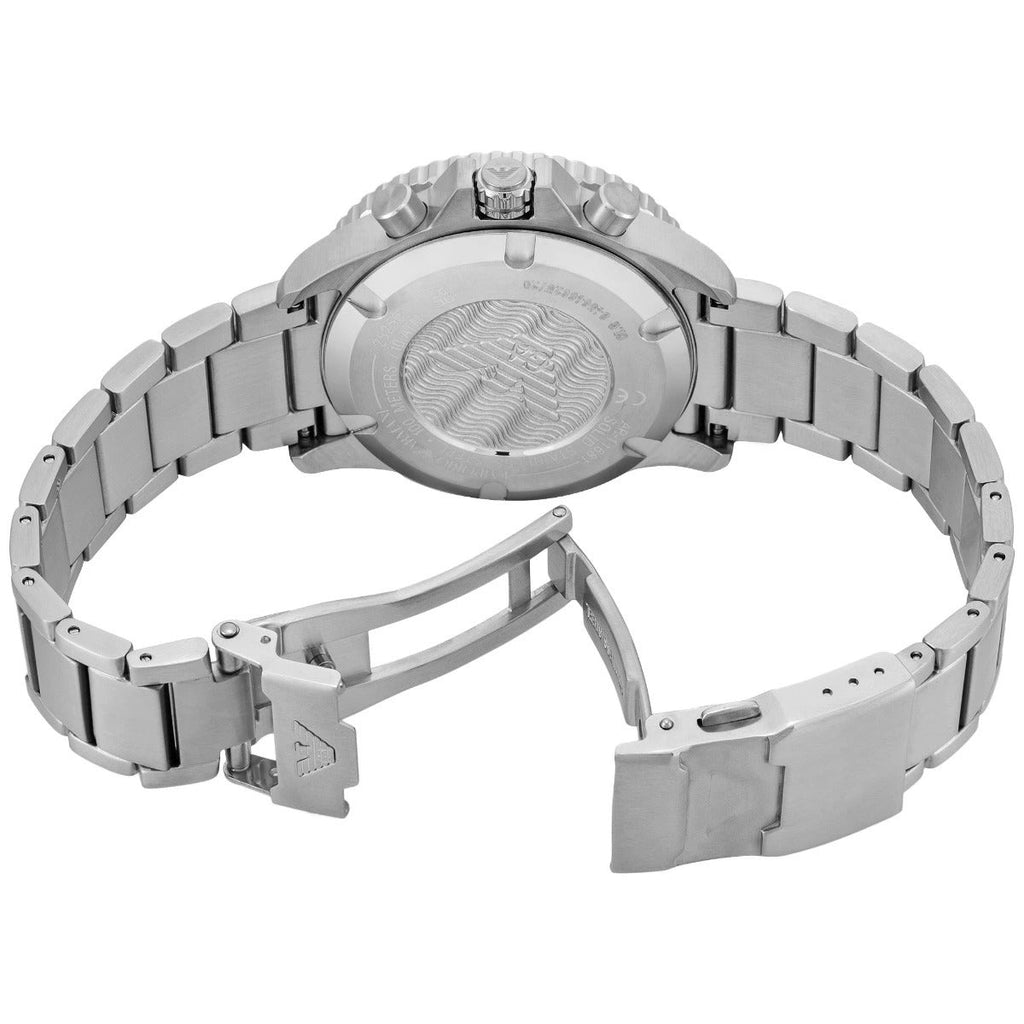 Emporio Armani World Explorer Chronograph Blue Dial Silver Steel Strap Watch for Men - AR11681