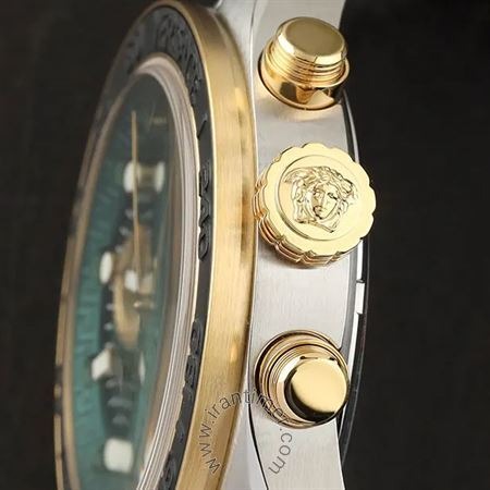 Versace Greca Dome Chronograph Green Dial Two Tone Steel Strap Watch for Men - VE6K00423