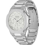 Hugo Boss Taper Chronograph White Dial Silver Steel Strap Watch for Men - 1514087