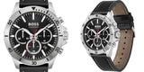 Hugo Boss Troper Chronograph Black Dial Black Leather Strap Watch for Men - 1514055