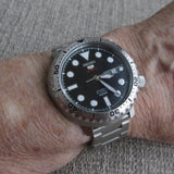 Seiko 5 Sports Automatic Black Dial Silver Steel Strap Watch for Men - SRPC61J1