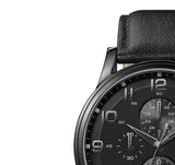 Hugo Boss Aeroliner Chronograph Black Dial Black Leather Strap Watch for Men - 1512567