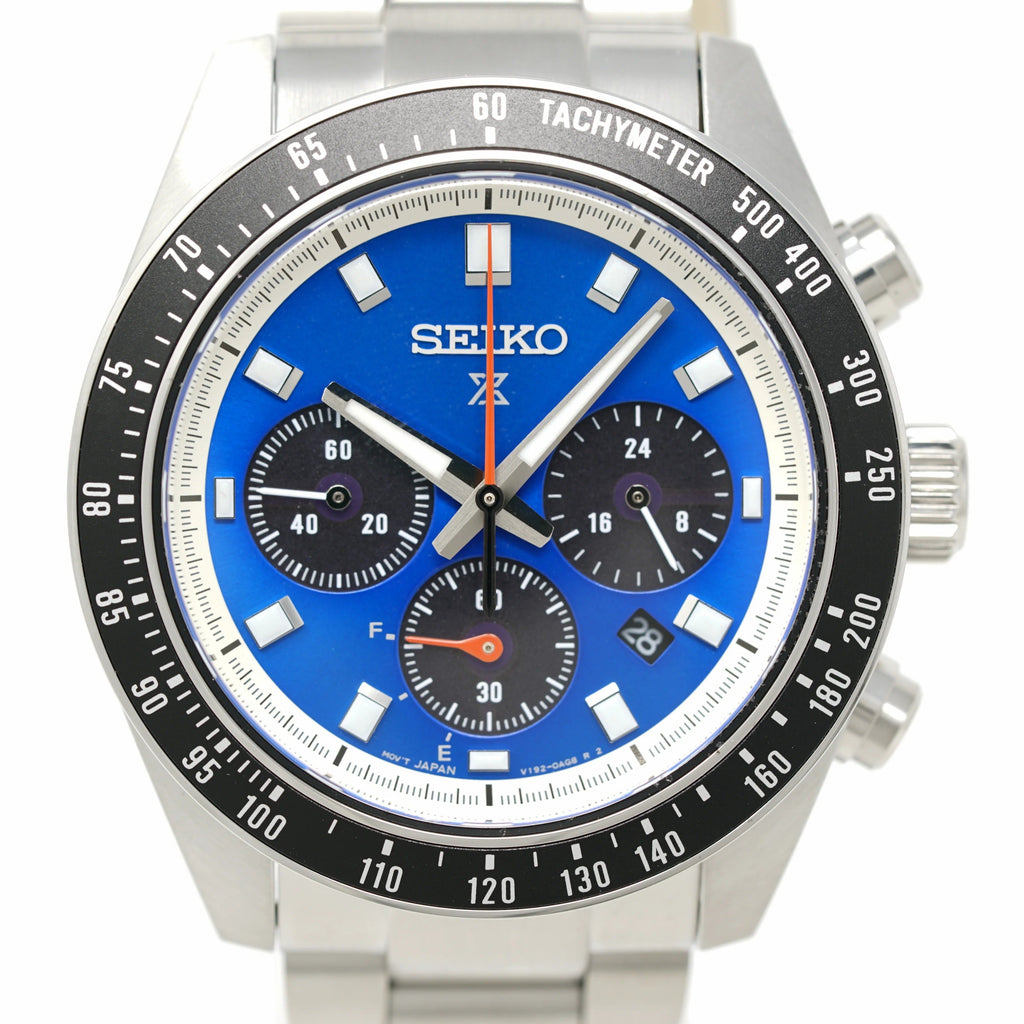 Seiko Speedtimer Solar US Special Edition Blue Dial Silver Steel Strap Watch for Men - SSC931