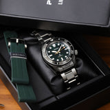 Seiko Prospex 140th Anniversary Limited Edition Automatic Scuba Divers Green Dial Silver Steel Strap Watch for Men - SPB207J1