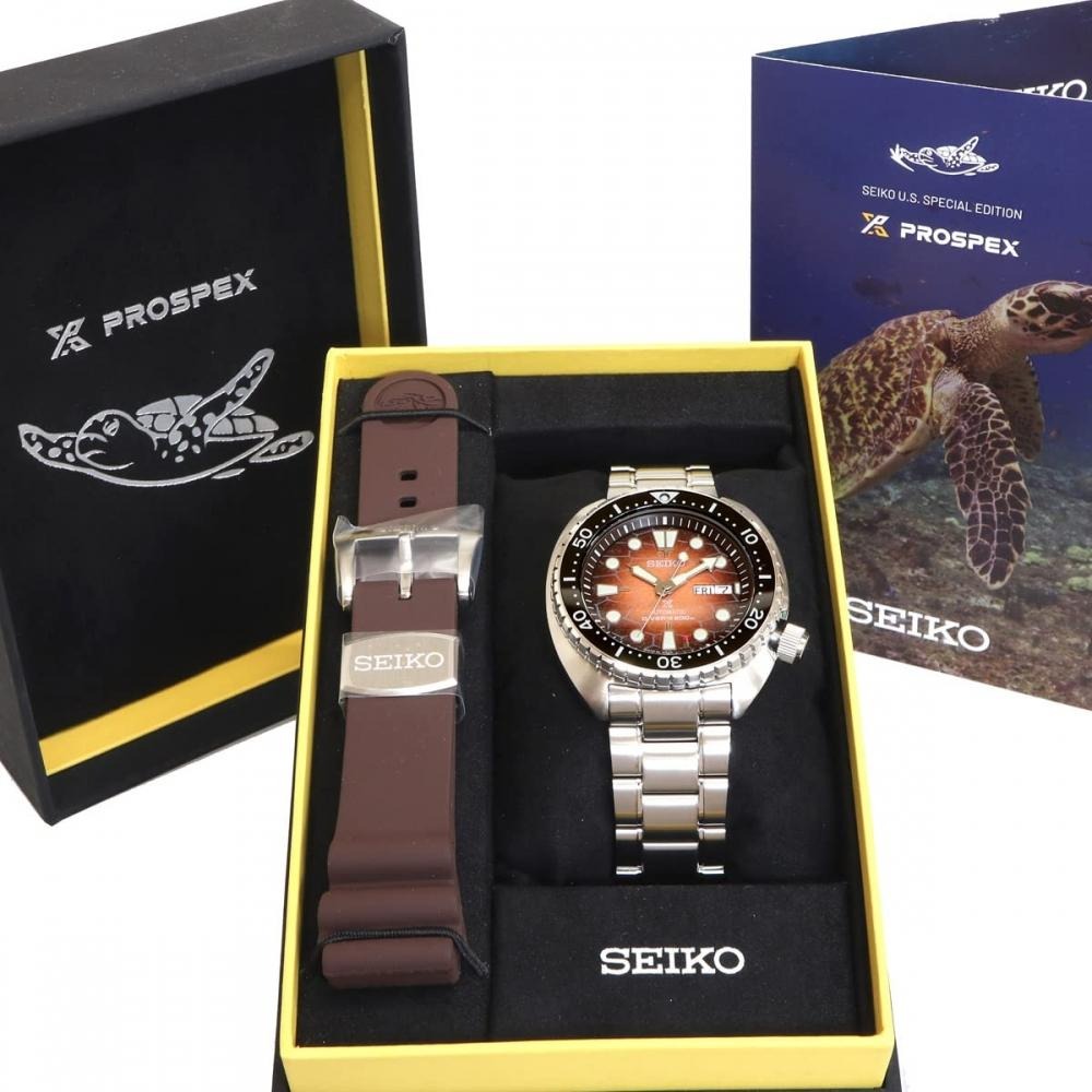Seiko Prospex US Special Edition King Turtle Automatic Brown Dial Silver Steel Strap Watch for Men - SRPH55
