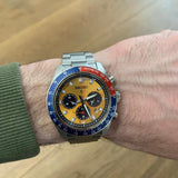 Seiko Prospex Solar Chronograph 1969 Re-interpretation Orange Dial Silver Steel Strap Watch for Men - SSC947