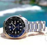 Seiko Prospex Deep Blue Batman Turtle Diver's Automatic Blue Dial Silver Steel Strap Watch for Men - SRPC25J1