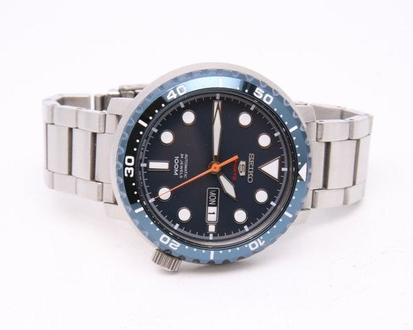Seiko 5 Sports Automatic Blue Dial Silver Steel Strap Watch for Men - SRPC63J1