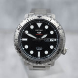 Seiko 5 Sports Automatic Black Dial Silver Steel Strap Watch for Men - SRPC61J1