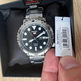 Seiko 5 Sports Automatic Black Dial Silver Steel Strap Watch for Men - SRPC61J1