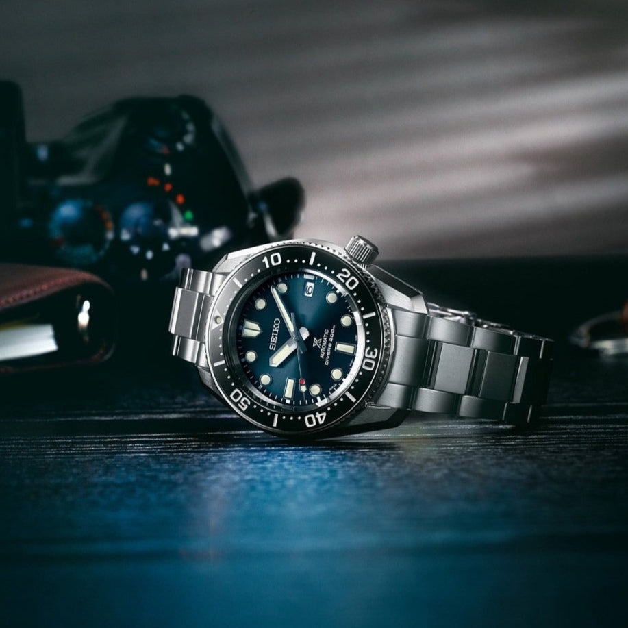 Seiko Prospex Marinemaster Automatic Scuba Divers Blue Dial Silver Steel Strap Watch for Men - SPB187J1