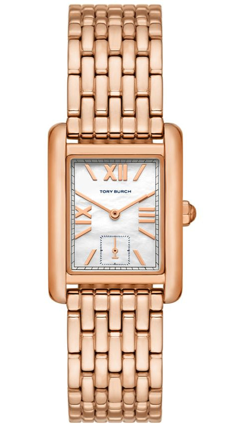 Tory Burch Eleanor Mother of Pearl White Dial Rose Gold Steel Strap Watch for Women - TBW1079