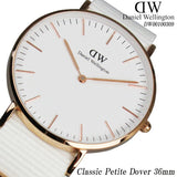 Daniel Wellington Classic Dover White Dial White Nylon Strap Watch For Women - DW00100309