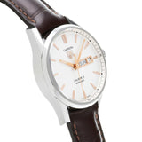 Tag Heuer Carrera Calibre 5 Automatic White Dial Brown Leather Strap Watch for Men - WAR201D.FC6291