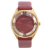 Marc Jacobs Tether Transparent Red Dial Red Leather Strap Watch for Women - MBM1377