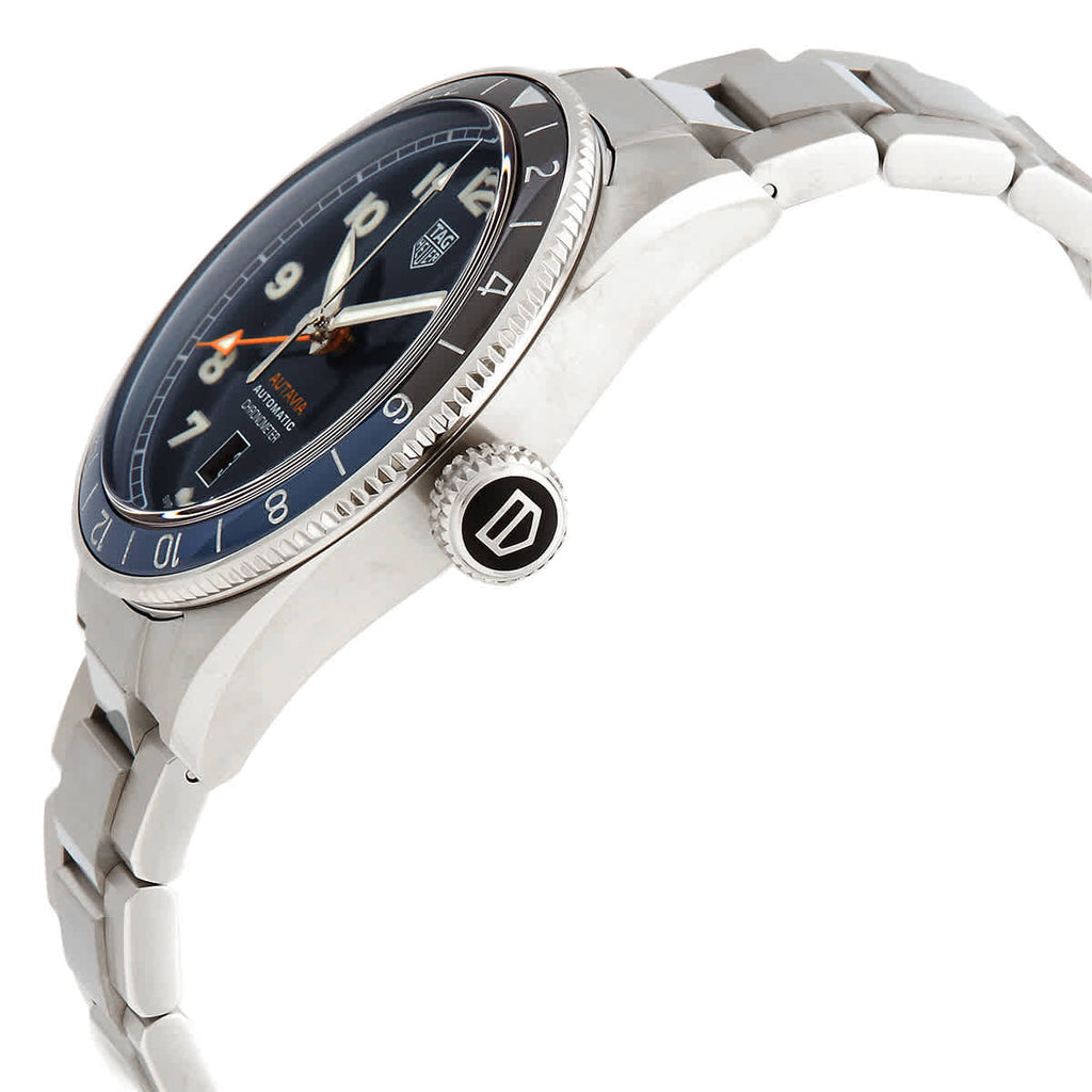 Tag Heuer Autavia Cosc GMT Automatic Blue Dial Silver Steel Strap Watch for Men - WBE511A.BA0650