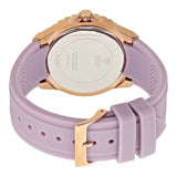 Guess Starlight Diamonds White Dial Purple Rubber Strap Watch for Women - W0846L6