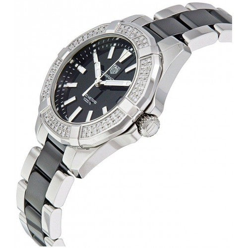 Tag Heuer Aquaracer Quartz Diamonds Black Dial Two Tone Steel Strap Watch for Men - WAY131E.BA0913