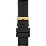 Guess Fame Quartz Gold Dial Black Leather Strap Watch For Women - GW0548L3