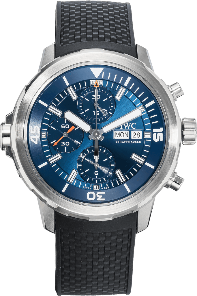 IWC Aquatimer Automatic Chronograph 44mm Blue Dial Black Rubber Strap Watch for Men - IW376805
