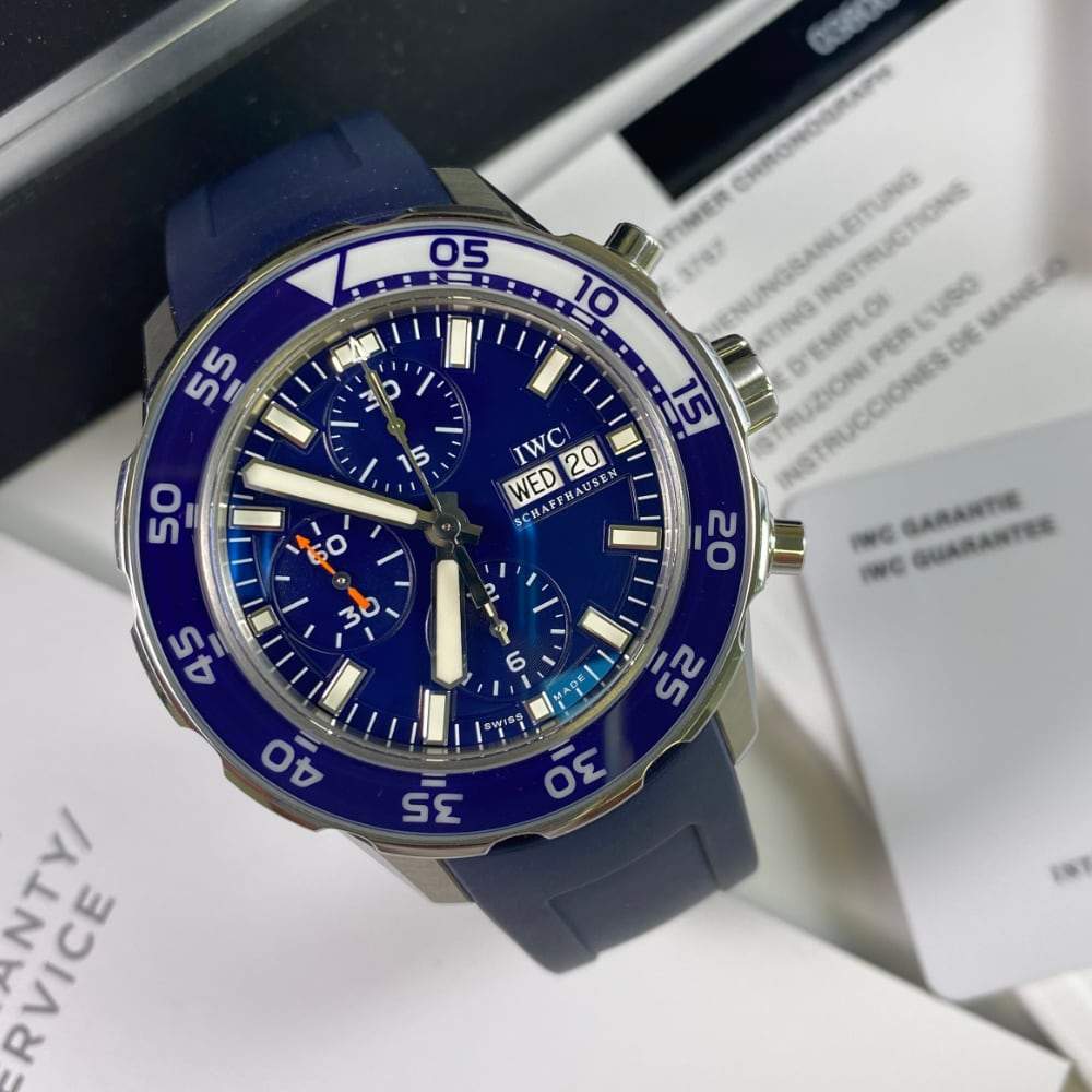 IWC Aquatimer Chronograph Blue Dial Blue Rubber Strap Watch for Men - IW376711