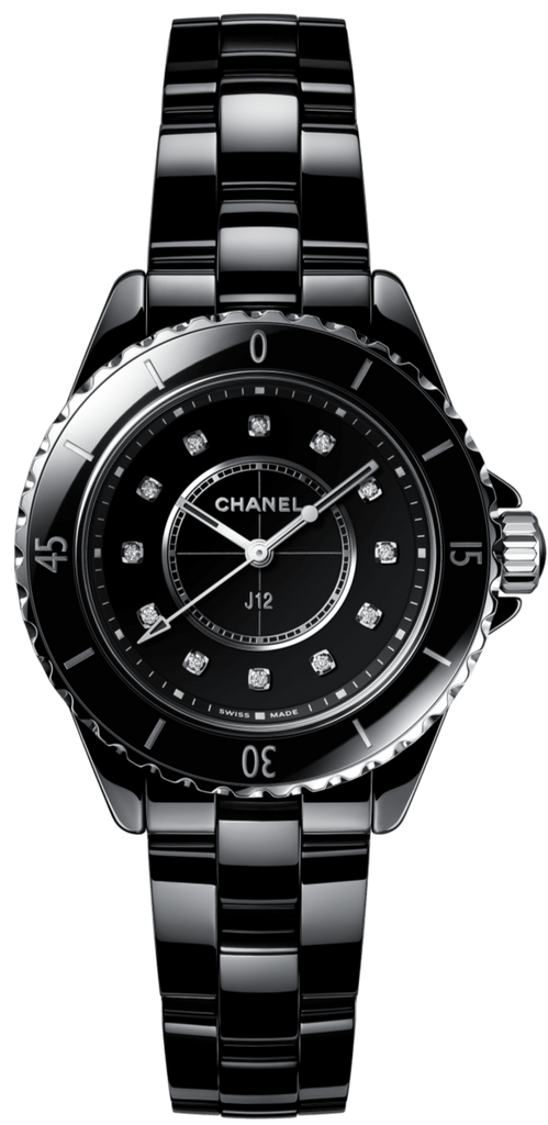 Chanel J12 Quartz Diamonds Black Dial Black Steel Strap Watch for Women - J12 H5701