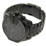 Diesel Mega Chief Chronograph Black Dial Black Steel Strap Watch For Men - DZ4355
