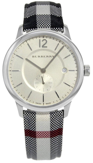 Burberry Classic Stone Silver Dial Horseberry Black Leather Strap Watch for Women - BU10103