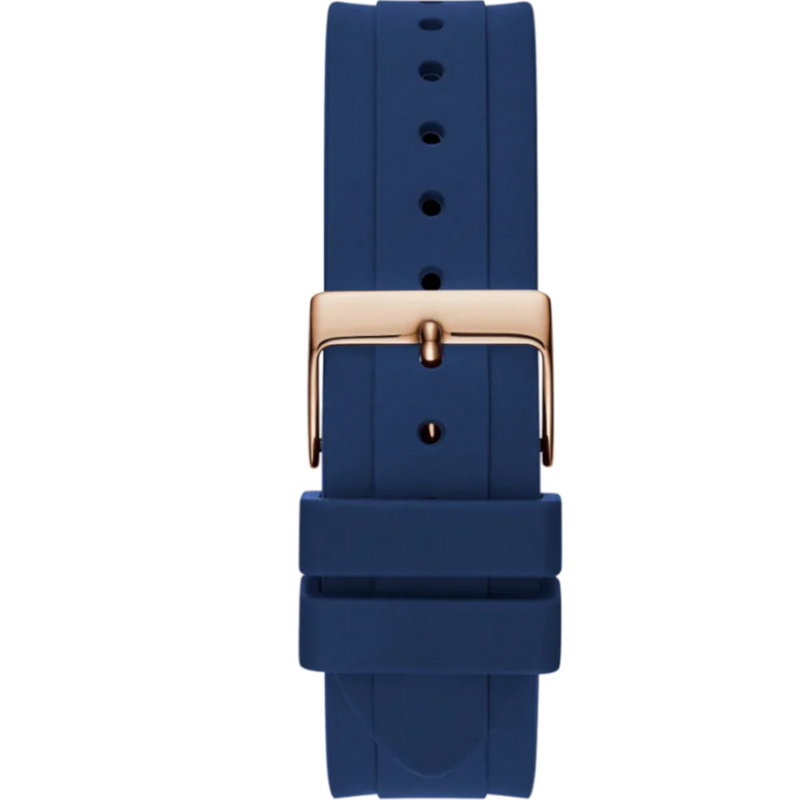 Guess Moonlight Diamonds White Dial Blue Rubber Strap Watch for Women - GW0257L3