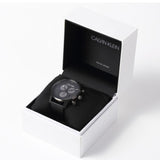 Calvin Klein City Chronograph Grey Dial Black Leather Strap Watch for Men - K2G177C3