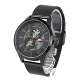 Tommy Hilfiger Spencer Skeleton Black Dial Black Mesh Bracelet Watch for Men - 1791644