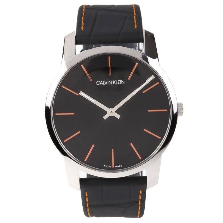 Calvin Klein City Black Dial Black Leather Strap Watch for Men - K2G211C1