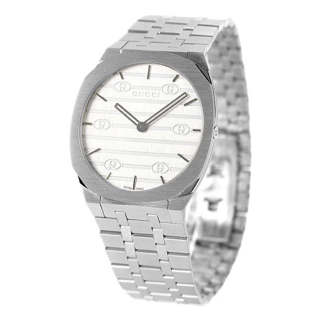 Gucci 25H Quartz Silver Dial Silver Steel Strap Unisex Watch - YA163407