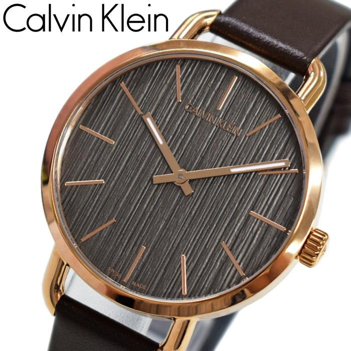 Calvin Klein Even Grey Dial Brown Leather Strap Watch for Women - K7B236G3