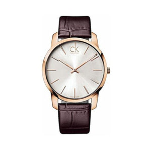 Calvin Klein City White Dial Brown Leather Strap Watch for Men - K2G21629