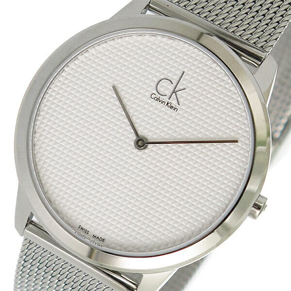 Calvin Klein Minimal White Dial Silver Mesh Bracelet Watch for Men - K3M2112Y