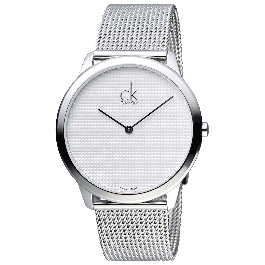 Calvin Klein Minimal White Dial Silver Mesh Bracelet Watch for Men - K3M2112Y