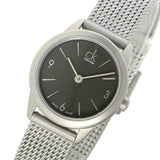 Calvin Klein Minimal Grey Dial Silver Mesh Bracelet Watch for Women - K3M53154