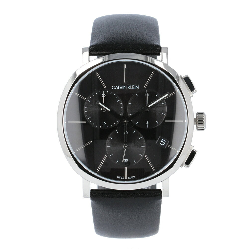Calvin Klein Posh Black Dial Black Leather Strap Watch for Men - K8Q371C1