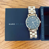 Marc Jacobs Baker Green Dial Gold Steel Strap Watch for Women - MBM3249