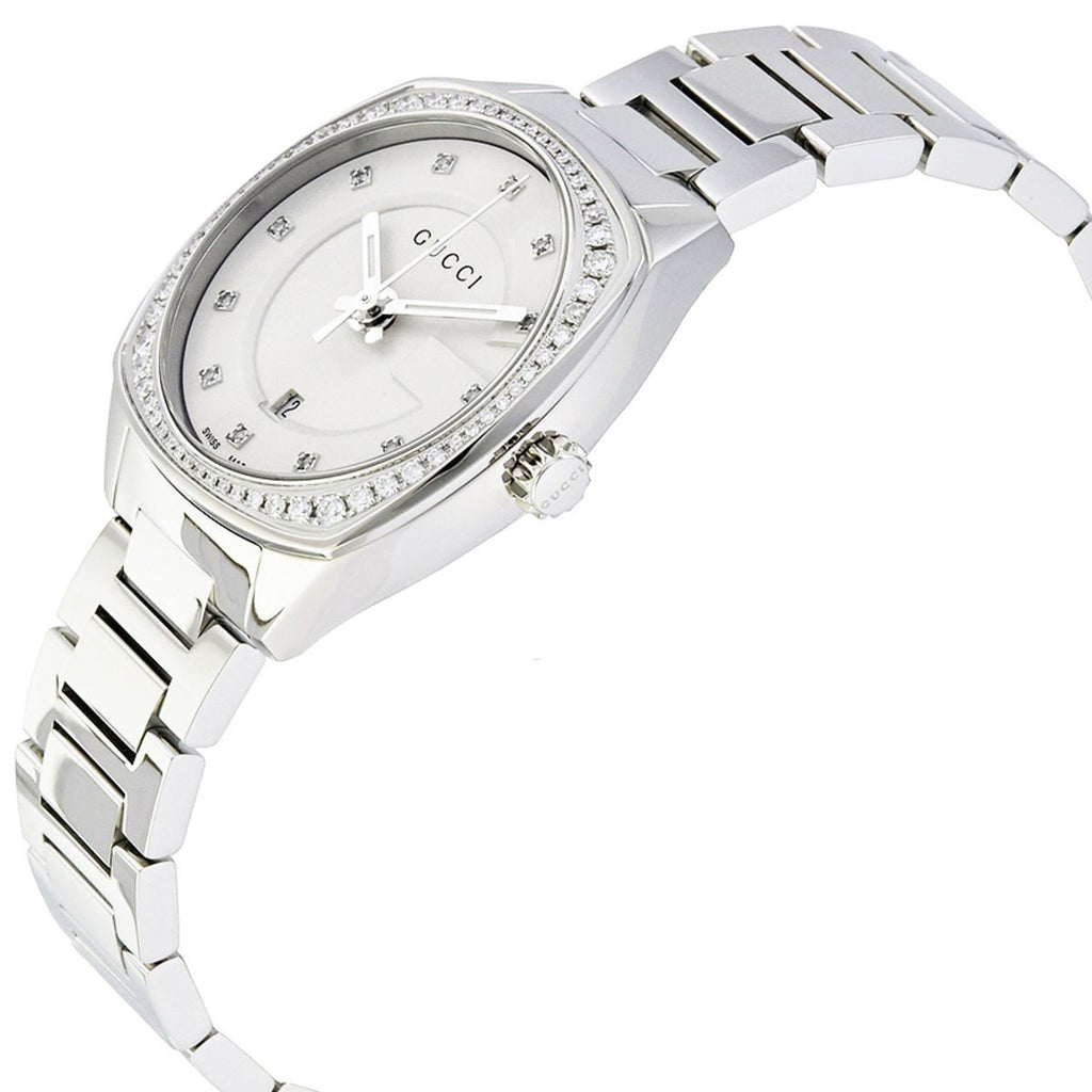 Gucci GG2570 Diamonds Silver Dial Silver Steel Strap Watch For Women - YA142505