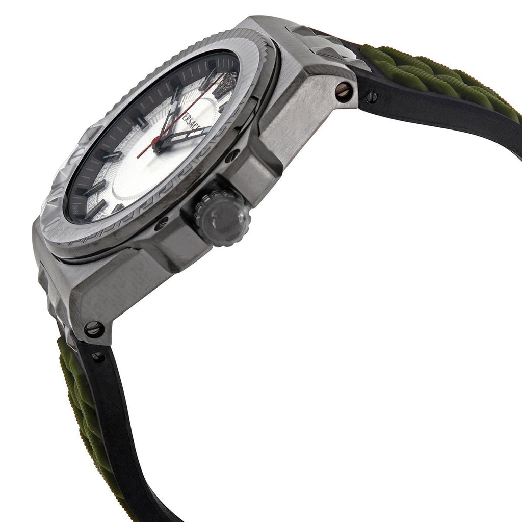Versace Chain Reaction Quartz White Dial Green Rubber Strap Watch for Men - VEDY00419