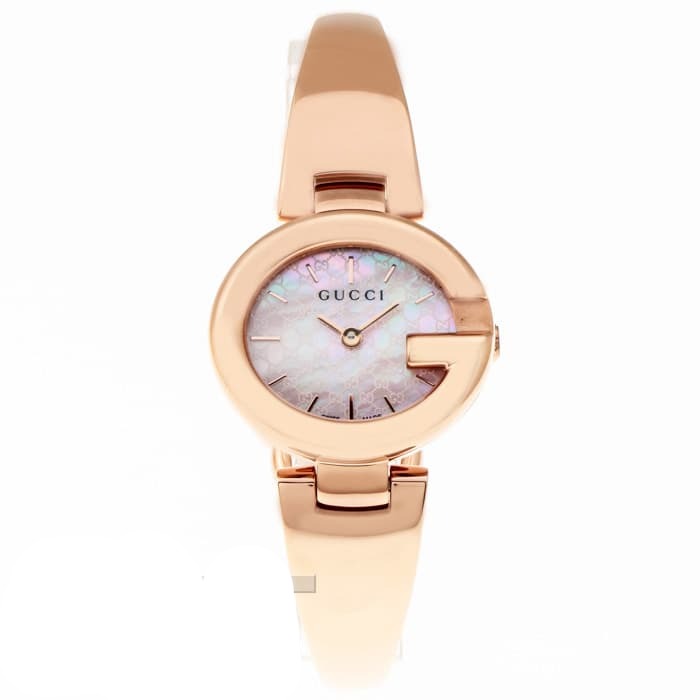 Gucci Guccisima Quartz Mother of Pearl White Dial Rose Gold Steel Strap Watch for Women - YA134512