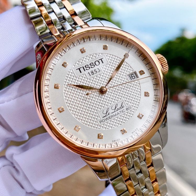 Tissot Le Locle Powermatic 80 Diamonds Silver Dial Two Tone Steel Strap Watch For Men - T006.407.22.036.01