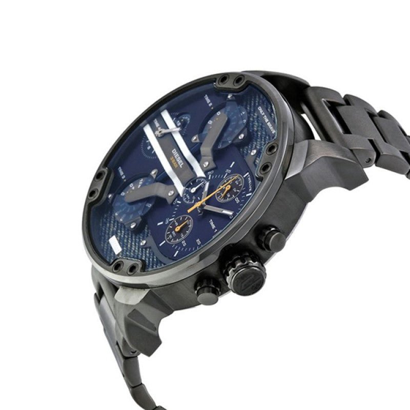 Diesel Big Daddy 2.0 Chronograph Blue Dial Grey Steel Strap Watch For Men - DZ7331