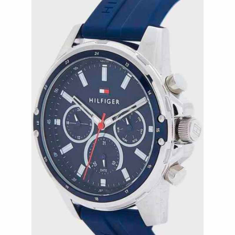 Tommy Hilfiger Mason Blue Dial Blue Rubber Strap Watch for Men - 1791791