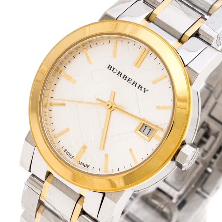 Burberry The City White Dial Two Tone Steel Strap Watch for Women - BU9115