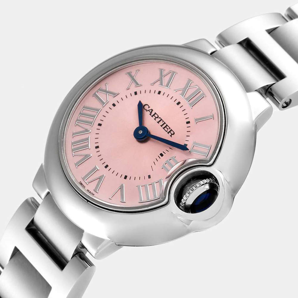Cartier Ballon Bleu de Cartier Pink Dial Silver Steel Strap Watch for Women - W6920038