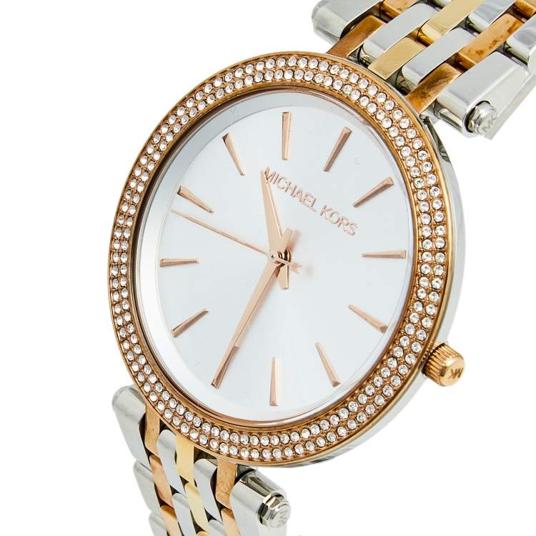 Michael Kors Darci Silver Dial Two Tone Stainless Steel Strap Watch for Women - MK3203