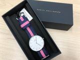Daniel Wellington Classic Winchester White Dial Two Tone Nylon Strap Watch For Women - DW00100049